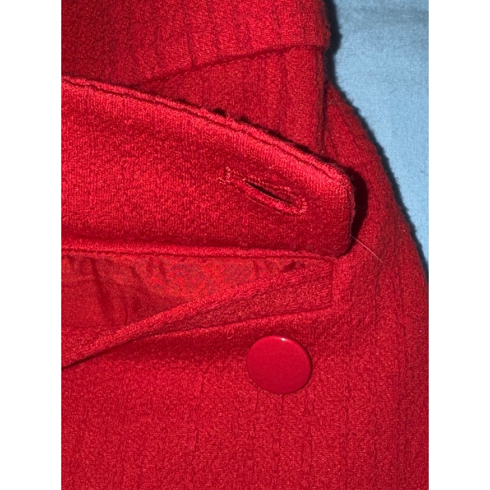 LOFT Red Textured Boucle Mini Skirt Button Pocket A-Line Size L - Picture 4 of 13